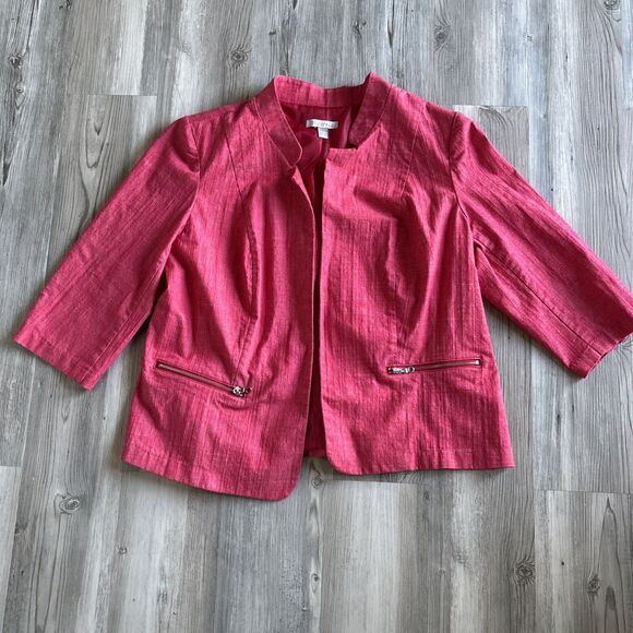 Roz & Ali Women’s Cotton Blend Red Blazer Size 1X - Picture 4 of 9